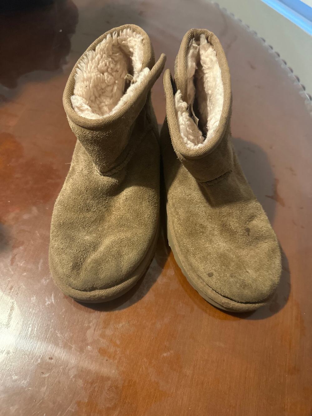 UGG Kids Classic Mini Boots Olive Suede Sheepskin Size 3